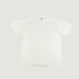 Vintage Russell Athletic Blank T-Shirt Mens Medium Cream Made in USA 90s Tee
